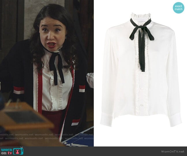 Silk Blouse with Ribbon by Sandro worn by Marissa Gold (Sarah Steele) on The Good Fight