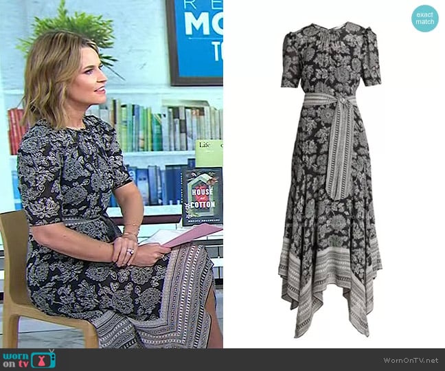 Smita Floral Handkerchief Hem Dress by Veronica Beard worn by Savannah Guthrie on Today