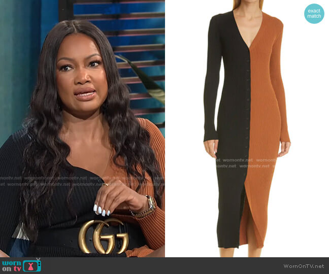 Shoko Dress in Black & Tan by Staud worn by Garcelle Beauvais on E! News Daily Pop