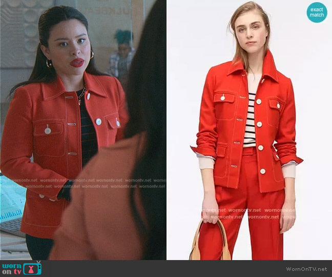 Tailored Jacket with Contrast Stitch by J. Crew worn by Mariana Foster (Cierra Ramirez) on Good Trouble