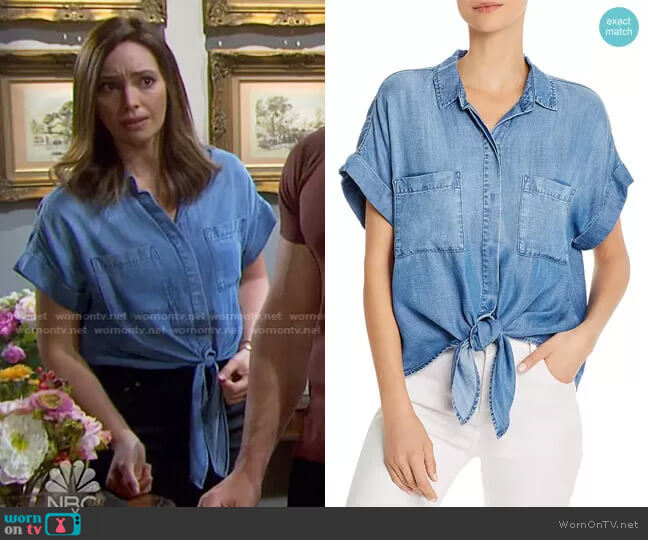 Tie-Front Chambray Shirt by Bella Dahl worn by Gwen Rizczech (Emily O'Brien) on Days of our Lives