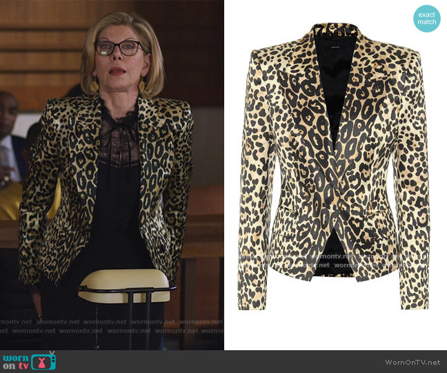 Leopard-print cotton-blend blazer by Tom Ford worn by Diane Lockhart (Christine Baranski) on The Good Fight