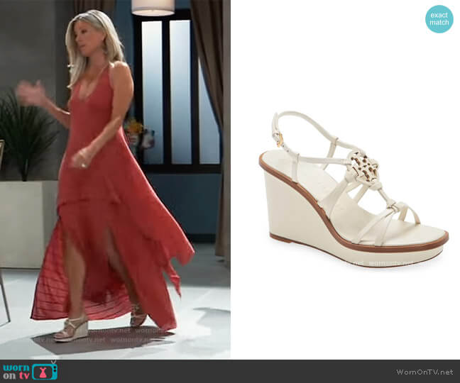 Miller Knotted Wedge Sandal by Tory Burch worn by Carly Spencer (Laura Wright) on General Hospital