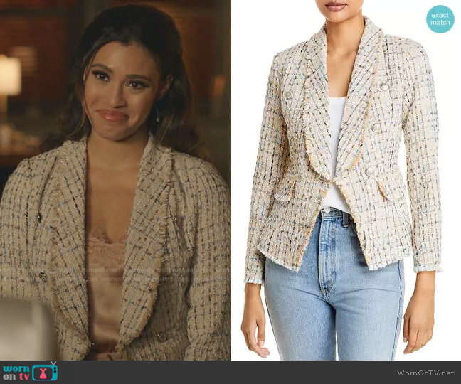 Tweed Blazer by Aqua worn by Kara Royster on Dynasty