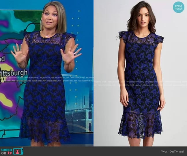 Two Tone Lace Dress by Elie Tahari worn by Ginger Zee on Good Morning America