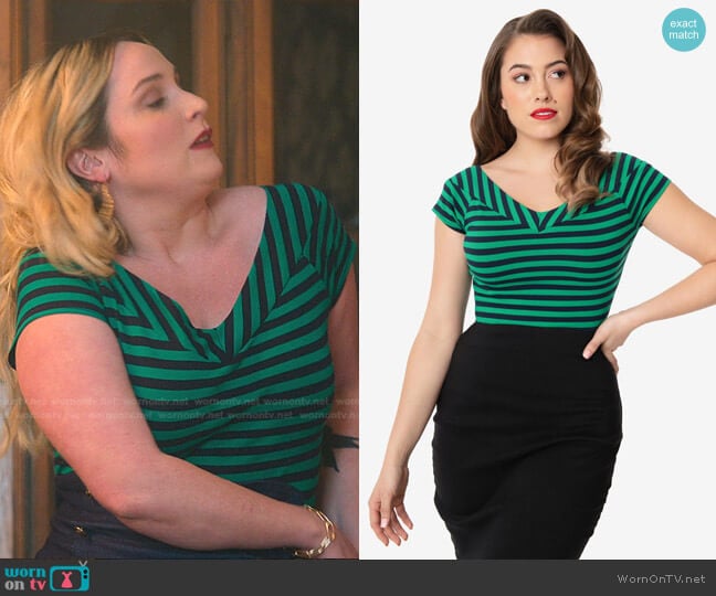 Stripe Deena Top by Unique Vintage worn by Davia (Emma Hunton) on Good Trouble