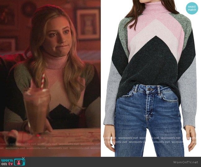 Color Block Turtleneck by Vero Moda worn by Betty Cooper (Lili Reinhart) on Riverdale