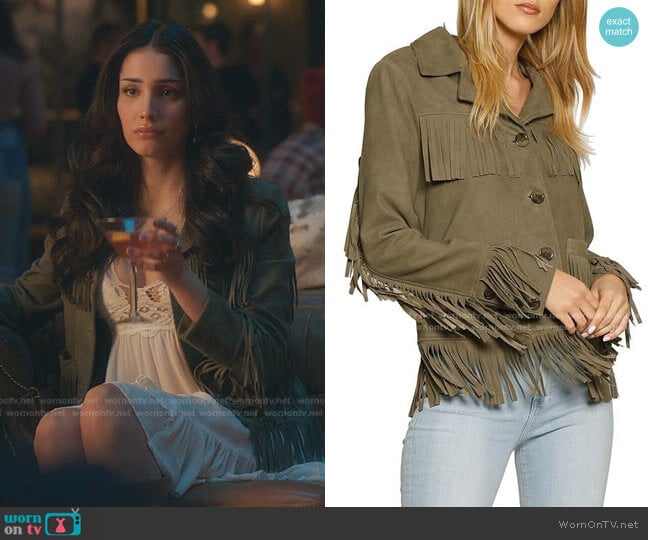 Fringed suede jacket by Walter Baker worn by Luna La (Zión Moreno) on Gossip Girl