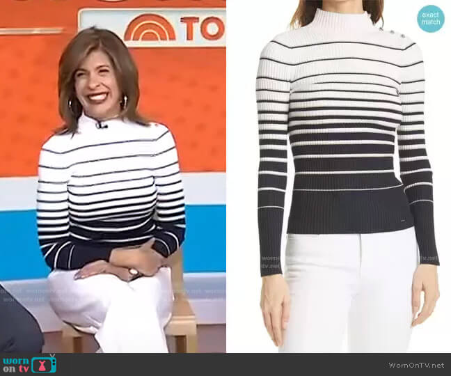 Wanada Stripe Mock Neck Sweater by Ted Baker worn by Hoda Kotb on Today