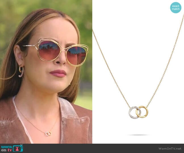 Yellow Gold & Diamond Circle Link Pendant by Marco Bicego worn by Fallon Carrington (Elizabeth Gillies) on Dynasty