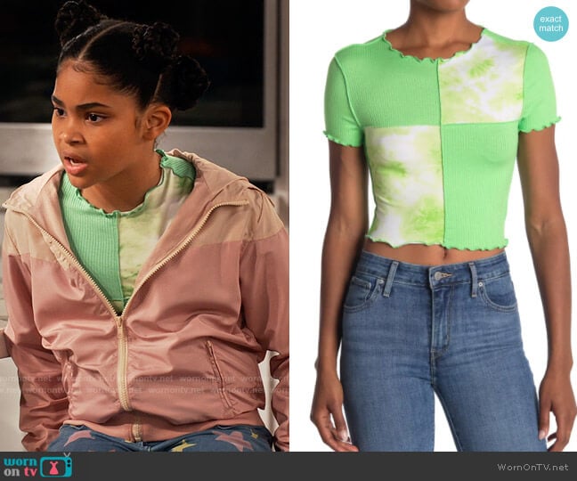 Abound Tie Dye Colorblock Lettuce Edge Shirt worn by Millicent (Jaidyn Triplett) on iCarly