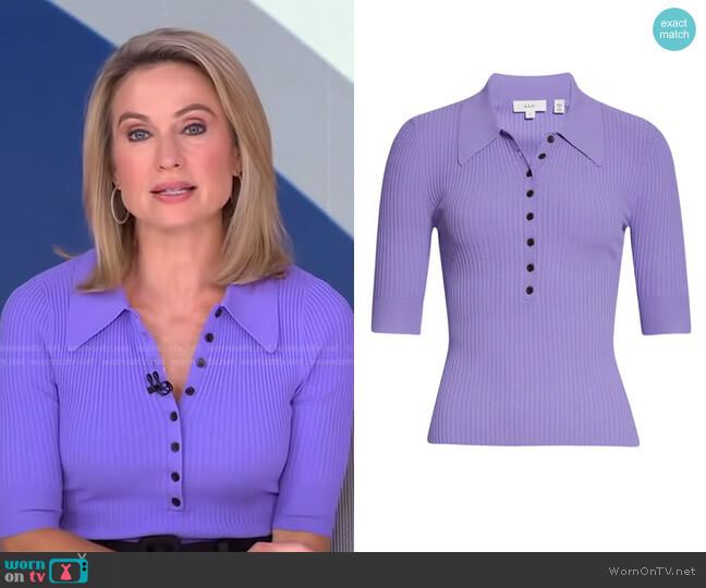 Wornontv Amys Purple Ribbed Polo And Black Skirt On Good Morning America Amy Robach 