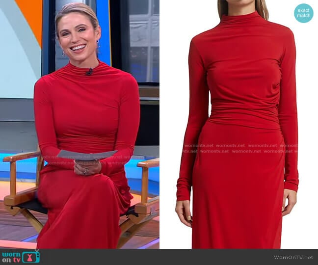 Skylar Ruched Jersey Top by A.L.C. worn by Amy Robach on Good Morning America