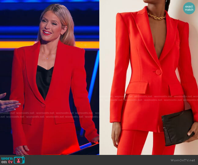 Alex Stretch-Crepe Blazer by Alex Perry worn by Sara Haines on The Chase