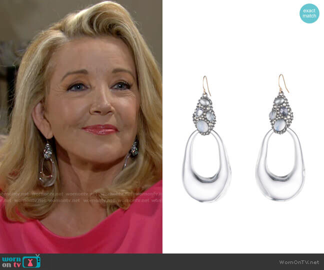 Alexis Bittar Stone Cluster Link Earrings worn by Nikki Reed Newman (Melody Thomas-Scott) on The Young and the Restless