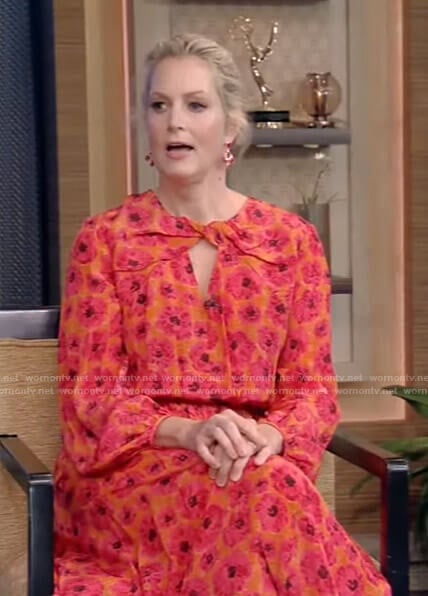 Ali Wentworth’s pink and orange floral dress on Live with Kelly and Ryan