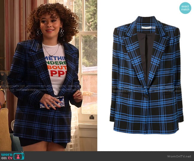 Plaid check Blazer by Alice + Olivia worn by Jade (Talia Jackson) on Family Reunion