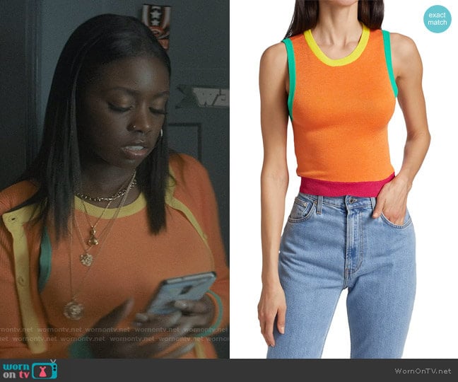 Rossi Colorblock Sweater Tank Top by Alice + Olivia worn by Kiesha Williams (Birgundi Baker) on The Chi