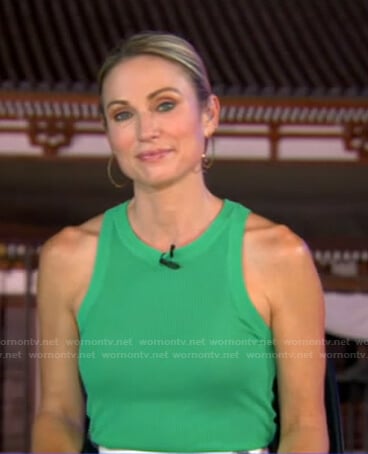 Amy’s green ribbed tank top on Good Morning America