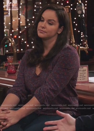 Amy’s purple floral print blouse on Brooklyn Nine-Nine