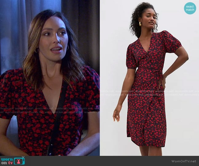 Uma Wrap Midi Dress by Faithfull worn by Gwen Rizczech (Emily O'Brien) on Days of our Lives