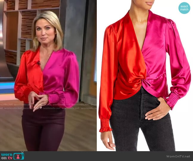 Wornontv Amys Red And Pink Colorblock Top And Burgundy Pants On Good Morning America Amy 