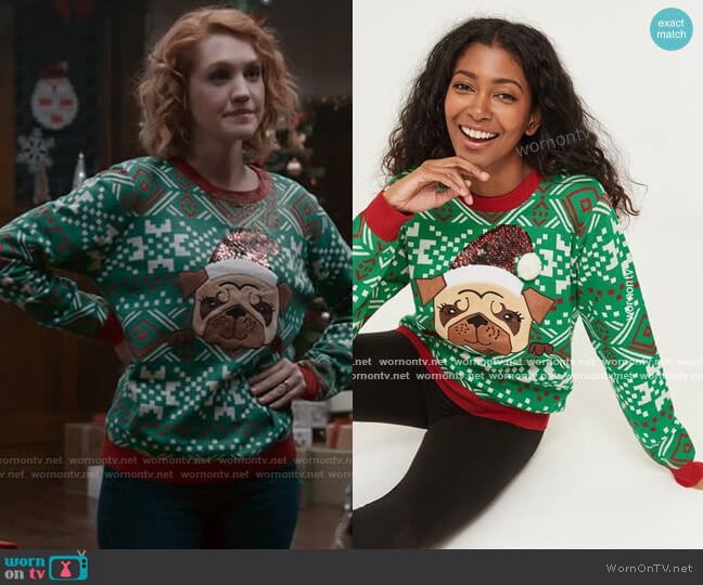 Ardene Ugly Christmas Sweater worn by Corinne Dearborn (Hope Lauren) on The Republic of Sarah