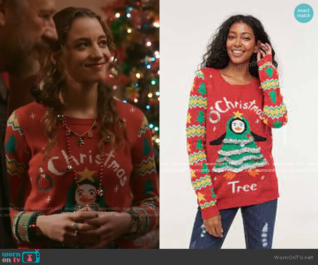 Ardene Ugly Christmas Sweater worn by Sarah Cooper (Stella Baker) on The Republic of Sarah