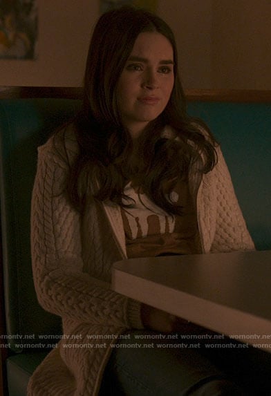 Bella's cable knit zip cardigan on The Republic of Sarah