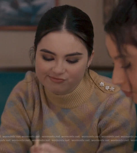 Bella’s yellow checked sweater on The Republic of Sarah