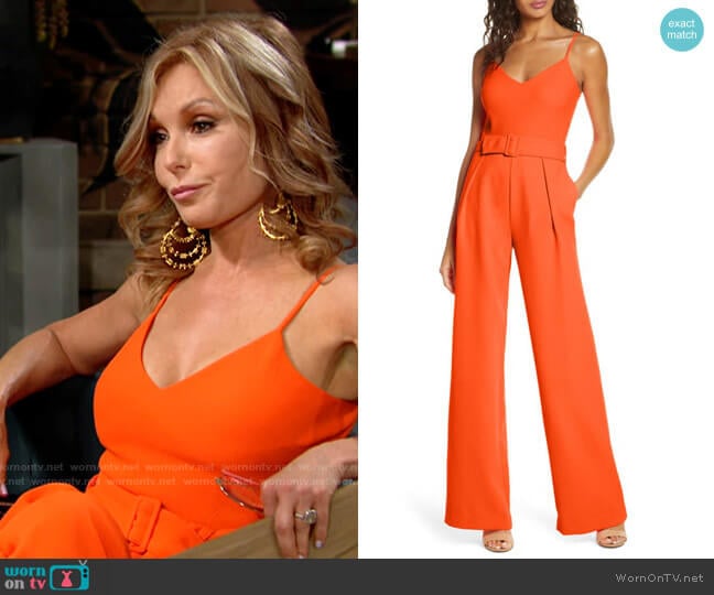 Black Halo Evie Jumpsuit worn by Lauren Fenmore (Tracey Bregman) on The Young and the Restless