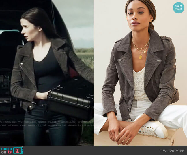 Blank NYC Suede Moto Jacket worn by Lois Lane (Elizabeth Tulloch) on Superman and Lois