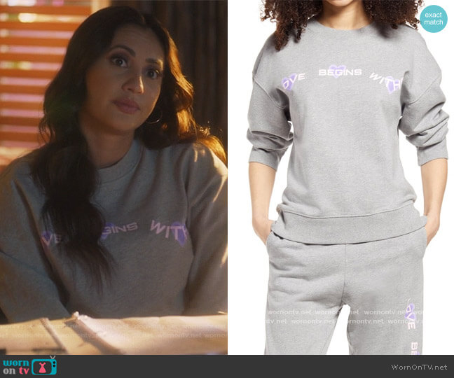 Love Begins Sweatshirt by BP. worn by Ana Torres (Francia Raisa) on Grown-ish