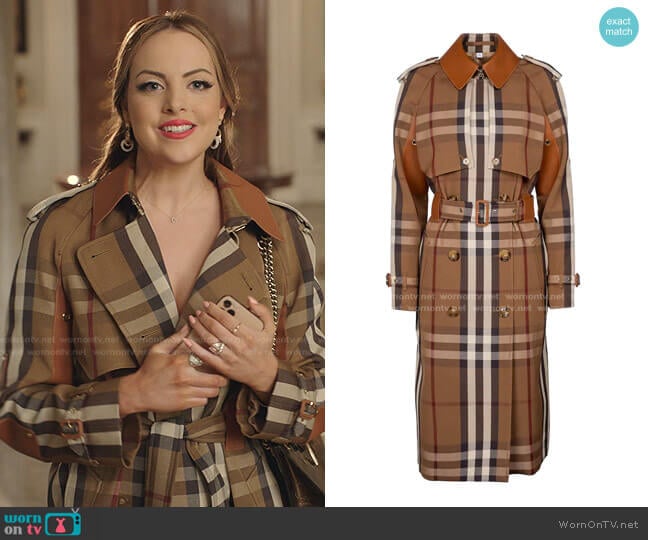 Belted Check Trench Coat by Burberry worn by Fallon Carrington (Elizabeth Gillies) on Dynasty