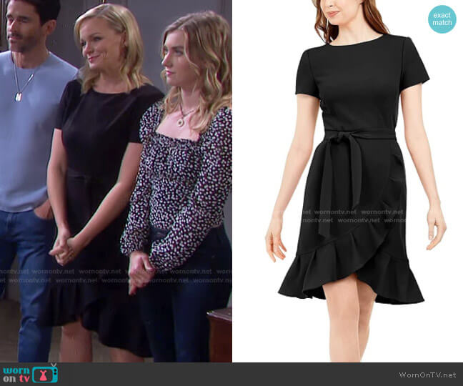 Ruffle Hem Belted Dress by Calvin Klein worn by Belle Brady (Martha Madison) on Days of our Lives