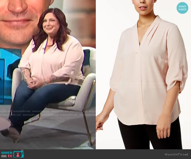 Pleated-Neck Blouse by Calvin Klein worn by Carnie Wilson on E! News Daily Pop