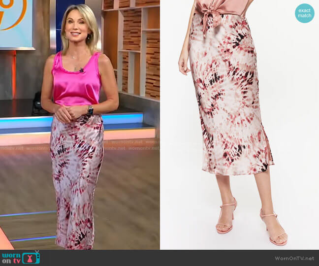 Jessika Skirt in Blush Tie Dye by Cami NYC worn by Amy Robach on Good Morning America