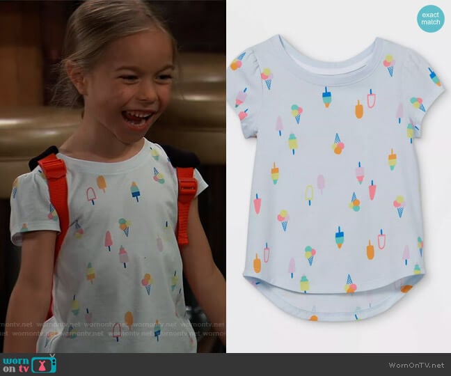 Popsicle Short Sleeve T-Shirt by Cat & Jack worn by Violet Finn (Jophielle Love) on General Hospital