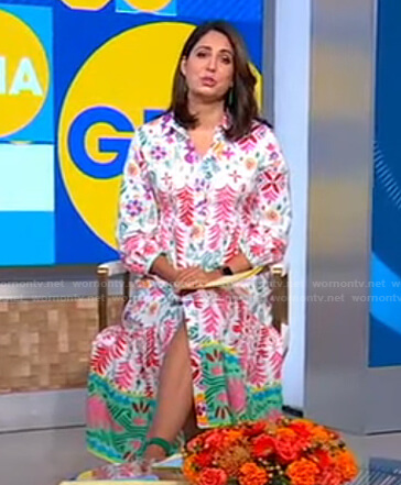 Cecilia’s white floral shirtdress on Good Morning America