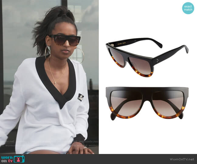 58mm Universal Fit Flat Top Sunglasses by Celine worn by Askale Davis on The Real Housewives of Potomac