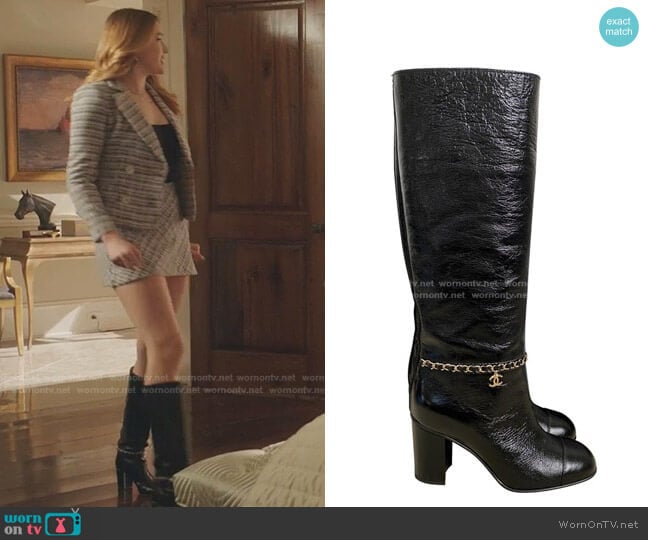 Calfskin with Chain High Boots by Chanel worn by Kirby Anders (Maddison Brown) on Dynasty