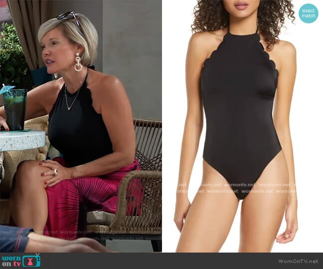 High Neck Scalloped One-Piece Swimsuit by Chelsea28 worn by Ava Jerome (Maura West) on General Hospital