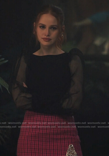 Cheryl's pink check butterfly embellished skirt on Riverdale