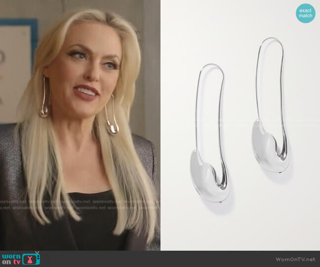 Trudie Silver-Tone Earrings by Chloe worn by Alexis Carrington (Elaine Hendrix) on Dynasty