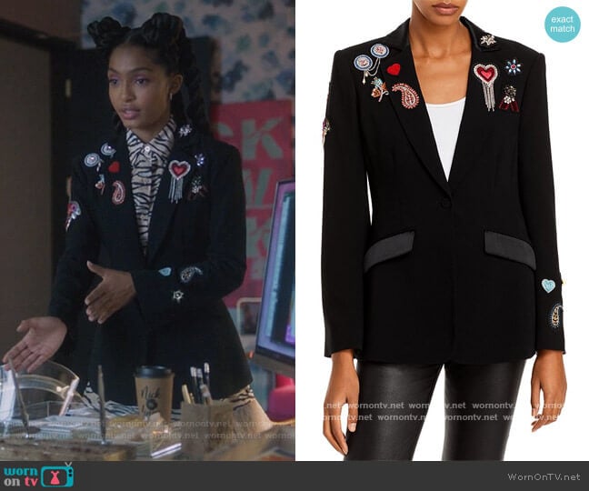 Love Cheyenne Embellished Blazer by Cinq a Sept worn by Zoey Johnson (Yara Shahidi) on Grown-ish