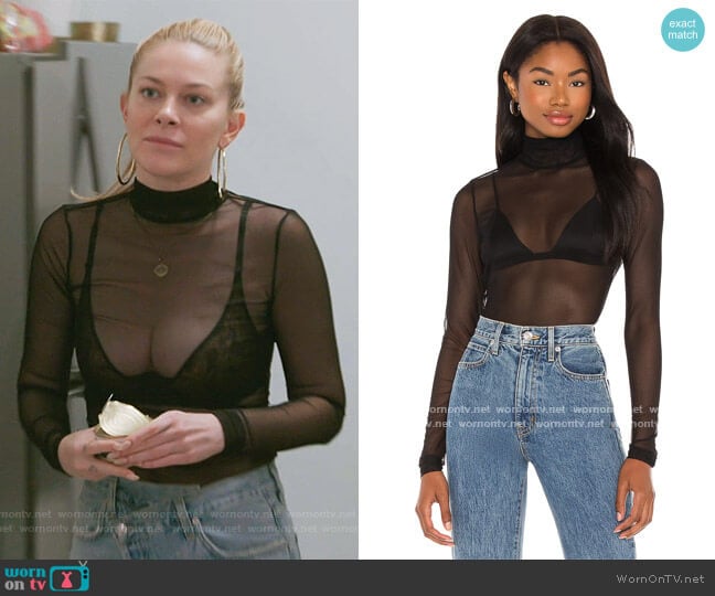 Mesh Turtleneck Top by Cinq a Sept worn by Leah McSweeney on The Real Housewives of New York City