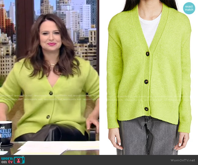 Knit Cardigan in Bitter Lemon by Closed worn by Katie Lowes on Live with Kelly and Ryan