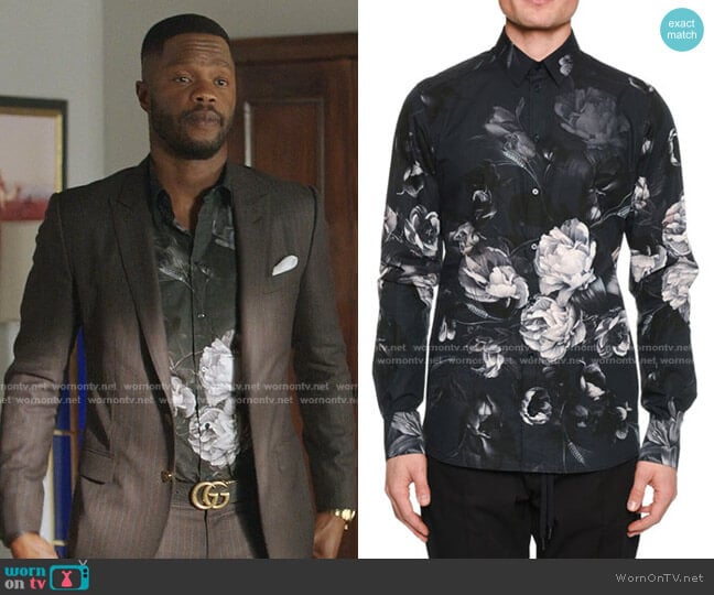 Button-Down Long-Sleeve Floral-Print Shirt by Dolce & Gabbana worn by Jeff Colby (Sam Adegoke) on Dynasty