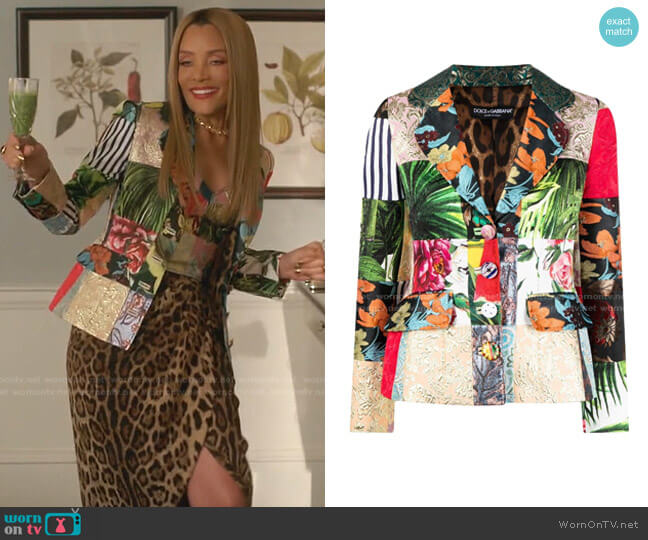 Dolce Patchwork Blazer by Dolce & Gabbana worn by Dominique Deveraux (Michael Michele) on Dynasty