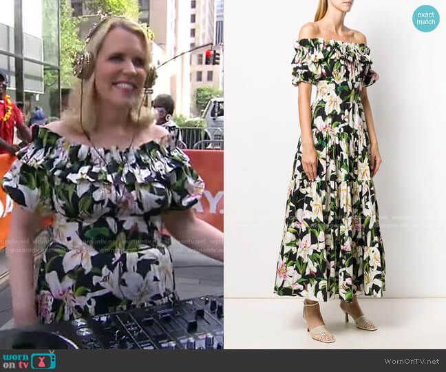 Floral Print Bardot Maxi Dress by Dolce & Gabbana worn by Marjorie Gubelmann on Today